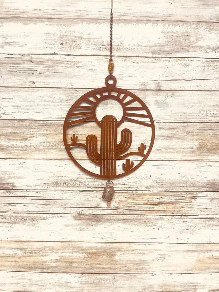 Cactus Bell Rustic Arizona Sunshine Garden Chime Saguaro for wholesale by Universal Ironworks USA