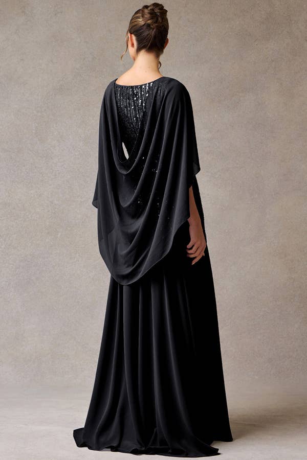 Babyfox Apparel - Vente Robe de soirée – femme - Robe Mère de la Mariée à Manches Courtes avec Capelet et Décolleté Cœur8