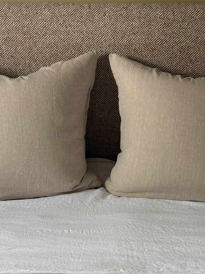 Funda de almohada de lino lavado beige cuerda para venta al por mayor de la draperie francaise
