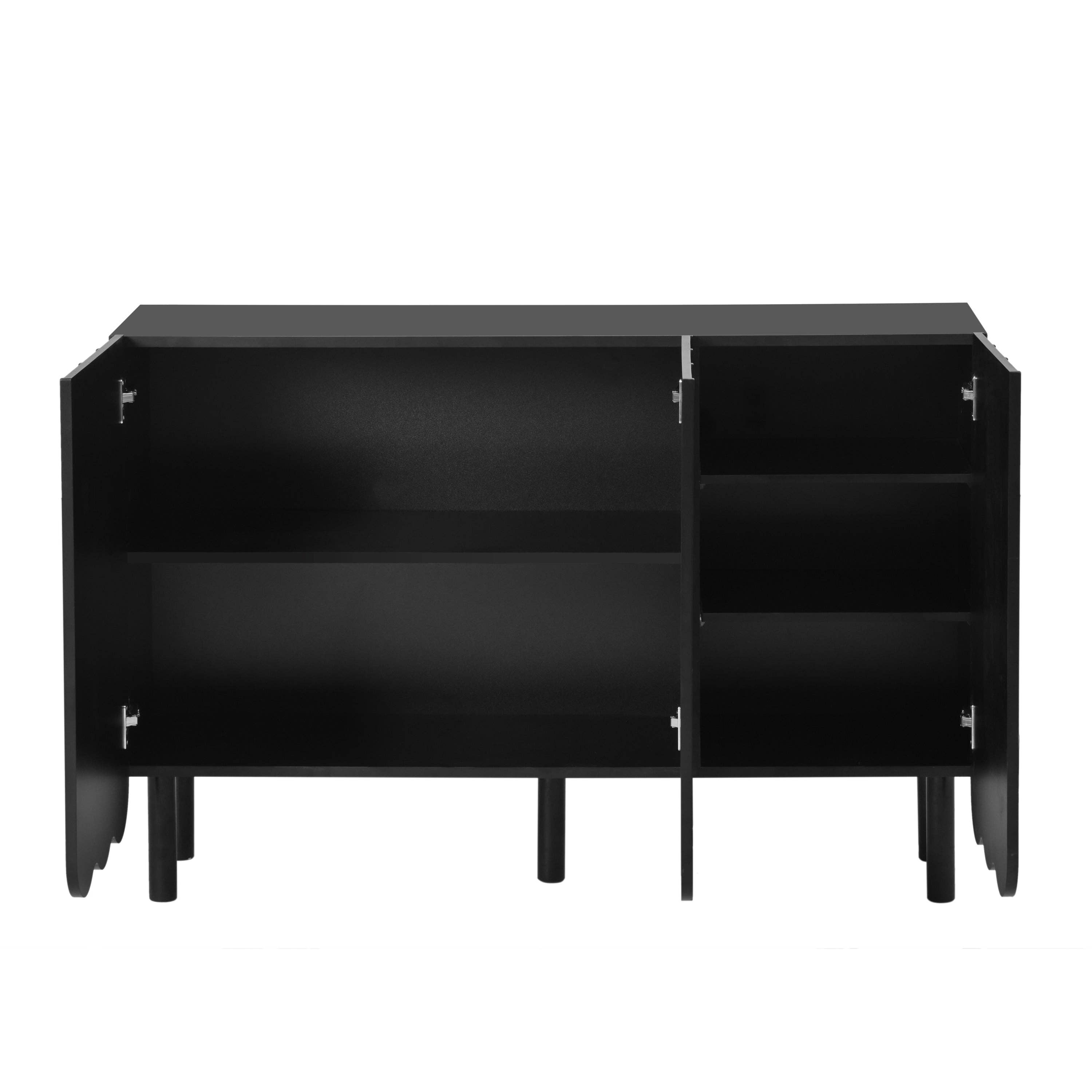 39F Inc. - Wholesale Cabinet - Minimalist Shoe Cabinet/Sideboard (Black/White, Wave Doors)11