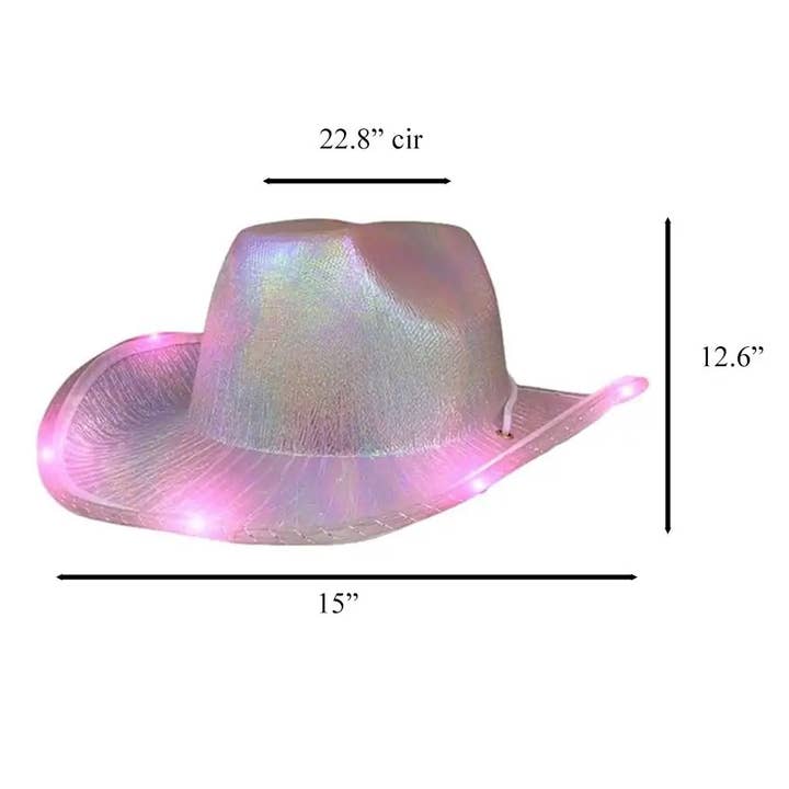 Blinkee.com, LLC – Chapéu de cowboy - Mulher por atacado – Chapéus de Cowboy Space Cowgirl Metálicos LED, Pack de 32