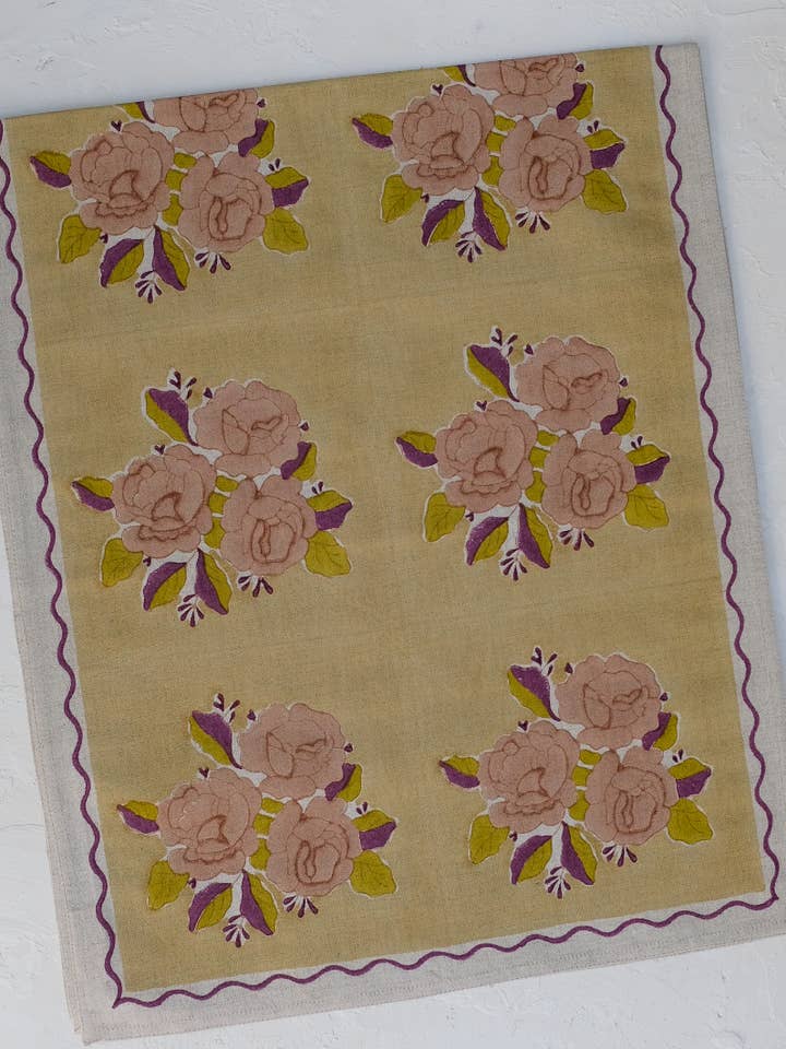 Sara - Block-printed Table Runner (Harvest) for wholesale by Soil to Studio