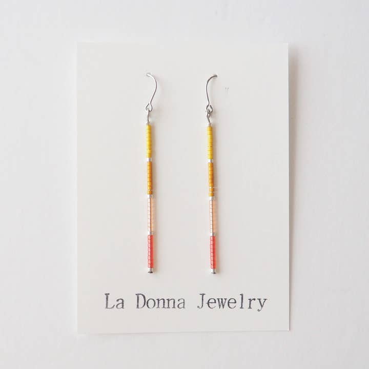 SHORT Orange Vertical Bar Earrings for wholesale by La Donna Jewelry