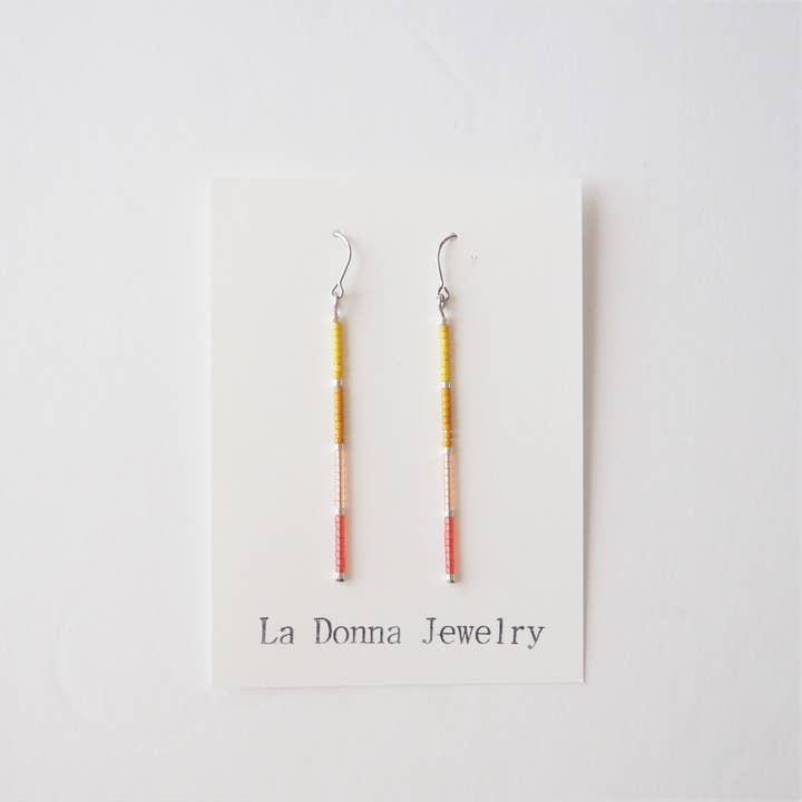SHORT Orange Vertical Bar Earrings for wholesale by La Donna Jewelry