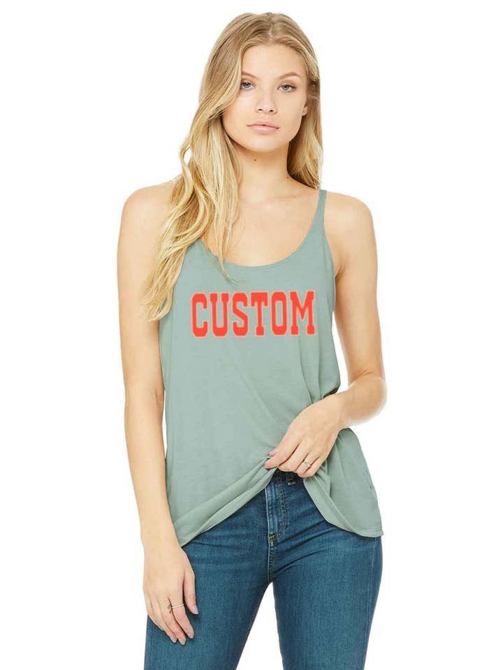 One Nine - Wholesale Tank Top - Women's - Custom Print/Glitter Women's Slouchy Tank Top Shirts