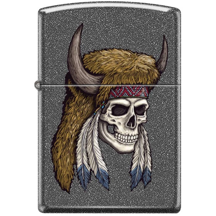Ironstone Horned Buffalo Skull Zippo-tändare för wholesale av Lighter King