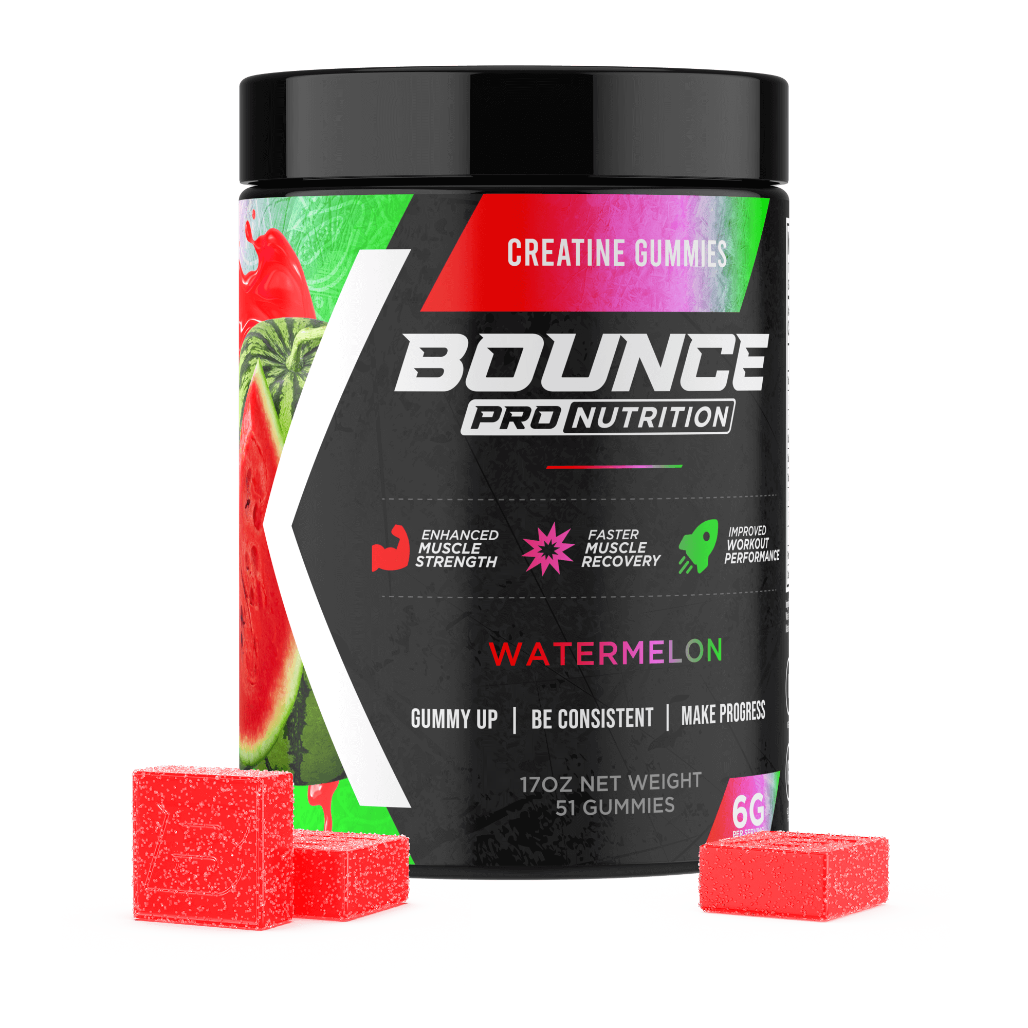 Bounce Nutrition - Wholesale Oral Supplement/Vitamin - Creatine Gummies - Watermelon1