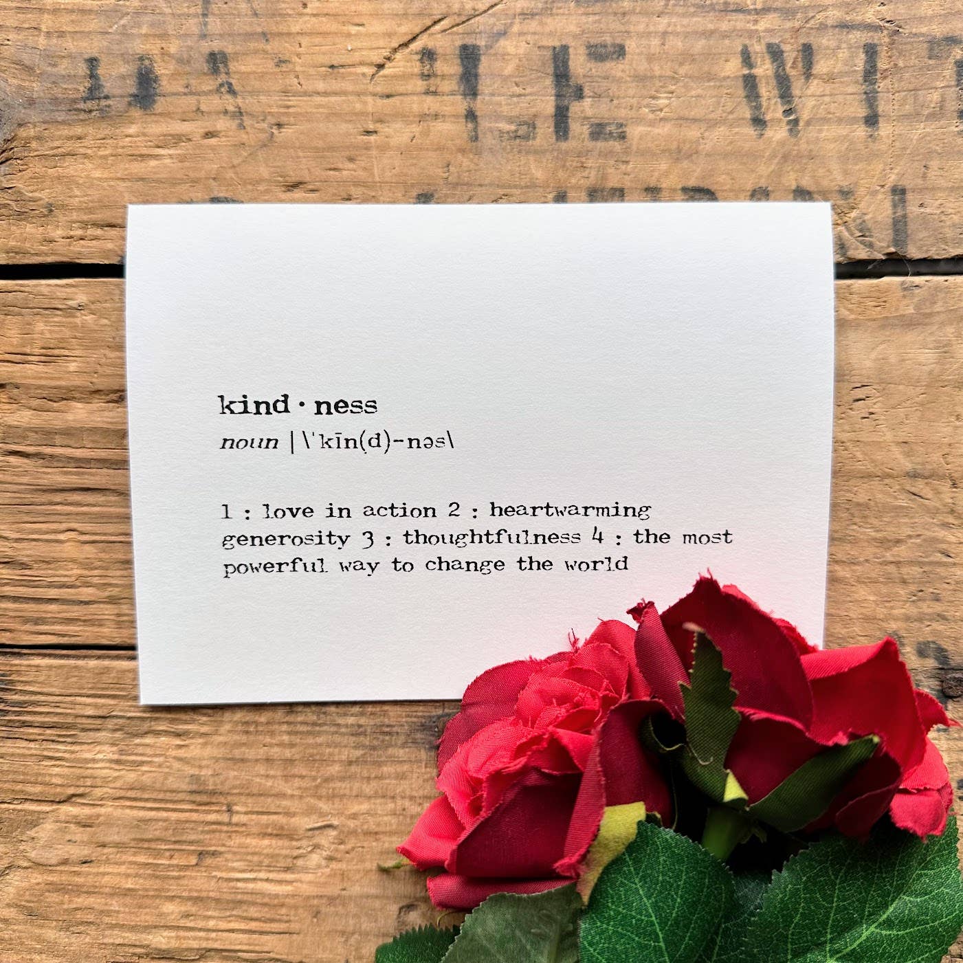 Alison Rose Vintage - Wholesale Love Card - kindness definition greeting card in typewriter font0