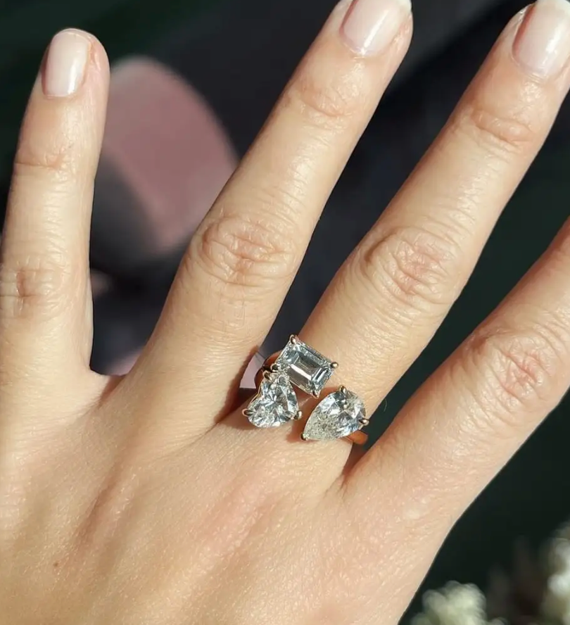 HoopLa - Wholesale Multi-Stone Ring - Lilly Collection- Beyond Finger ring- Open band-CZ Multi10