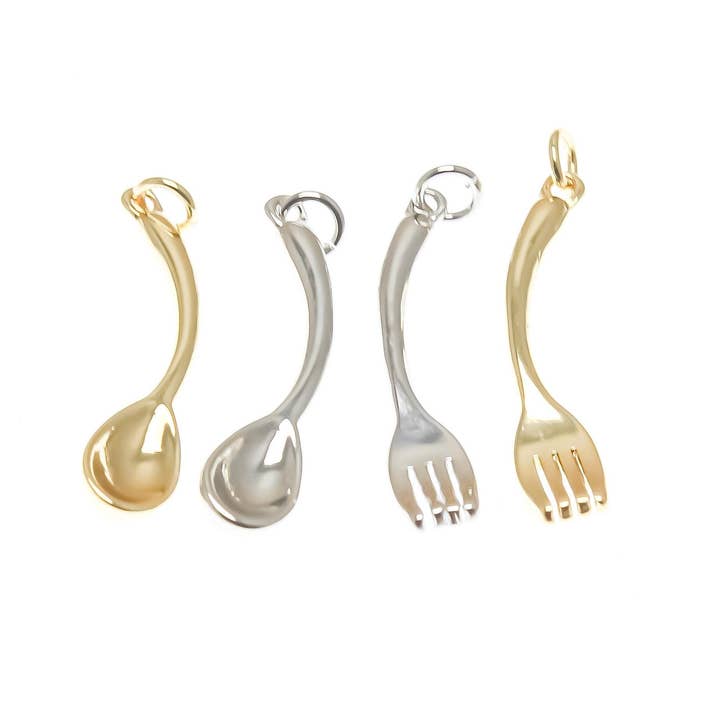 18k Gold/Silver Cutlery Charms, Forks & Spoons, CPG/S1370-71 and other Purchase Wholesale utensileria. Free Returns & Net 60 Terms on Faire trending on Faire.