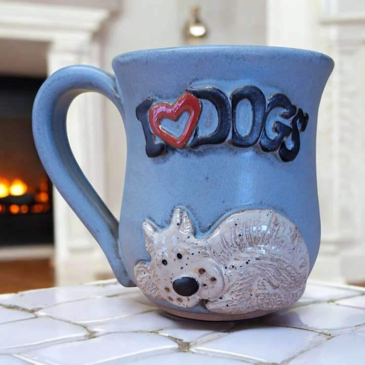 I Love Dogs Mug for wholesale by MudWorks Pottery