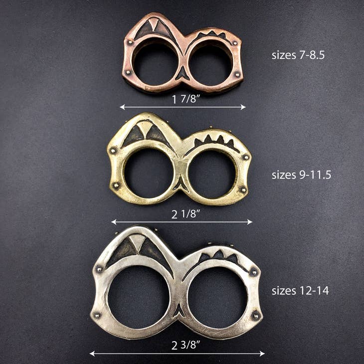 Wholesale Heavy Primitive Yellow Brass Double Knuckle Duster Statement Ring  for your store - Faire