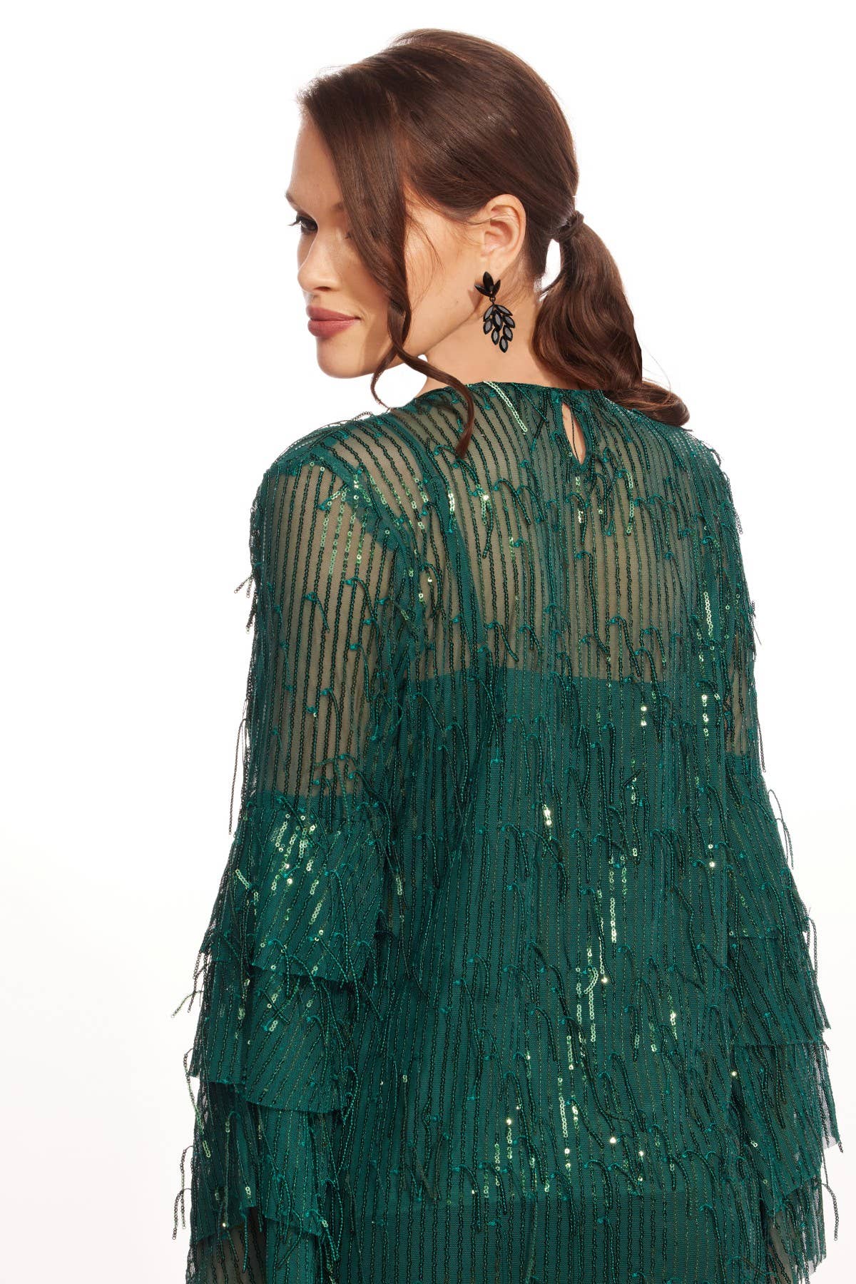 Eva Franco - Wholesale Blouse - Women's - Fall Long Sleeve Sequin Fringe Top – Glitter Pine8
