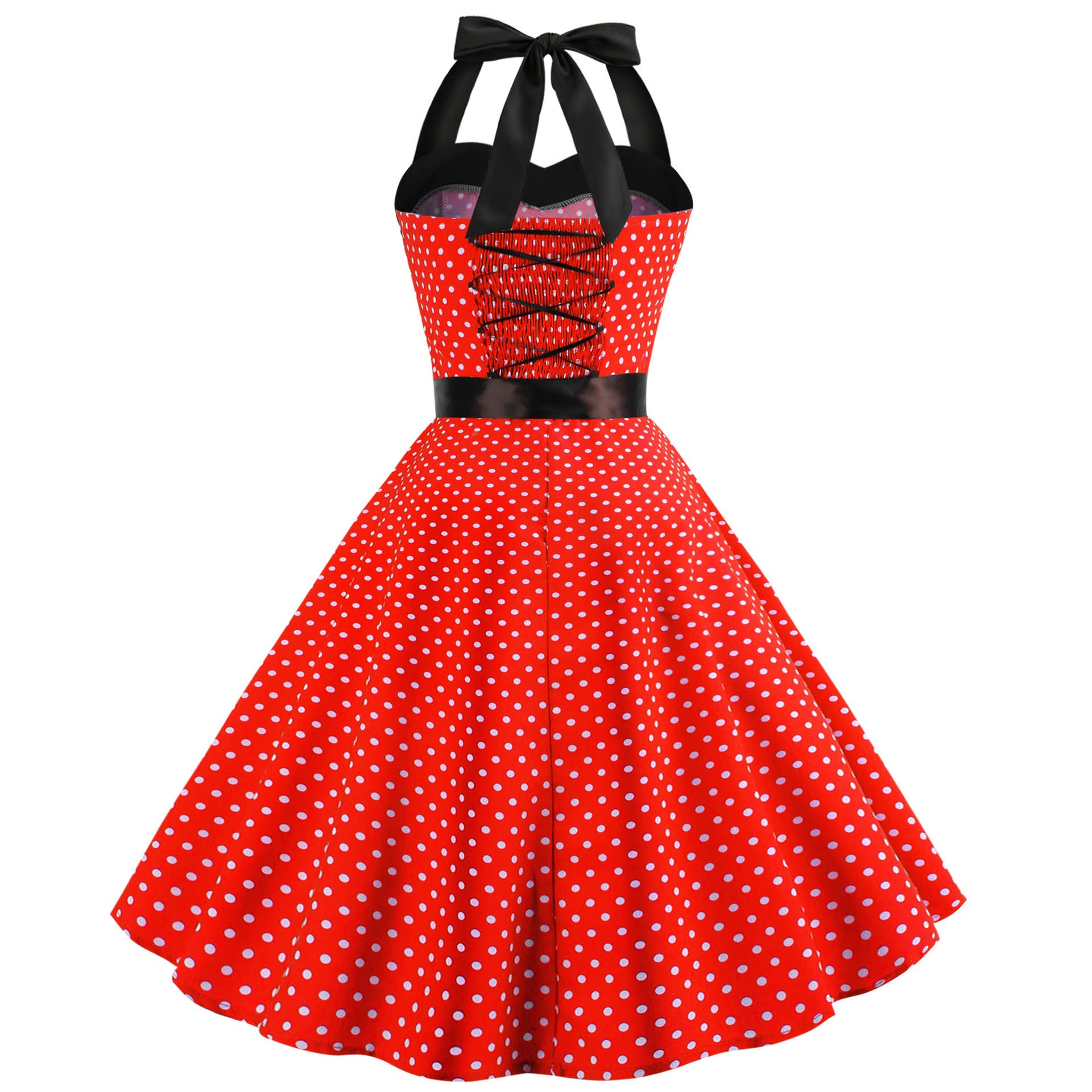 Rosa Clothing - Wholesale Dress - Women's - Vintage Polka Dot Halter Dress12