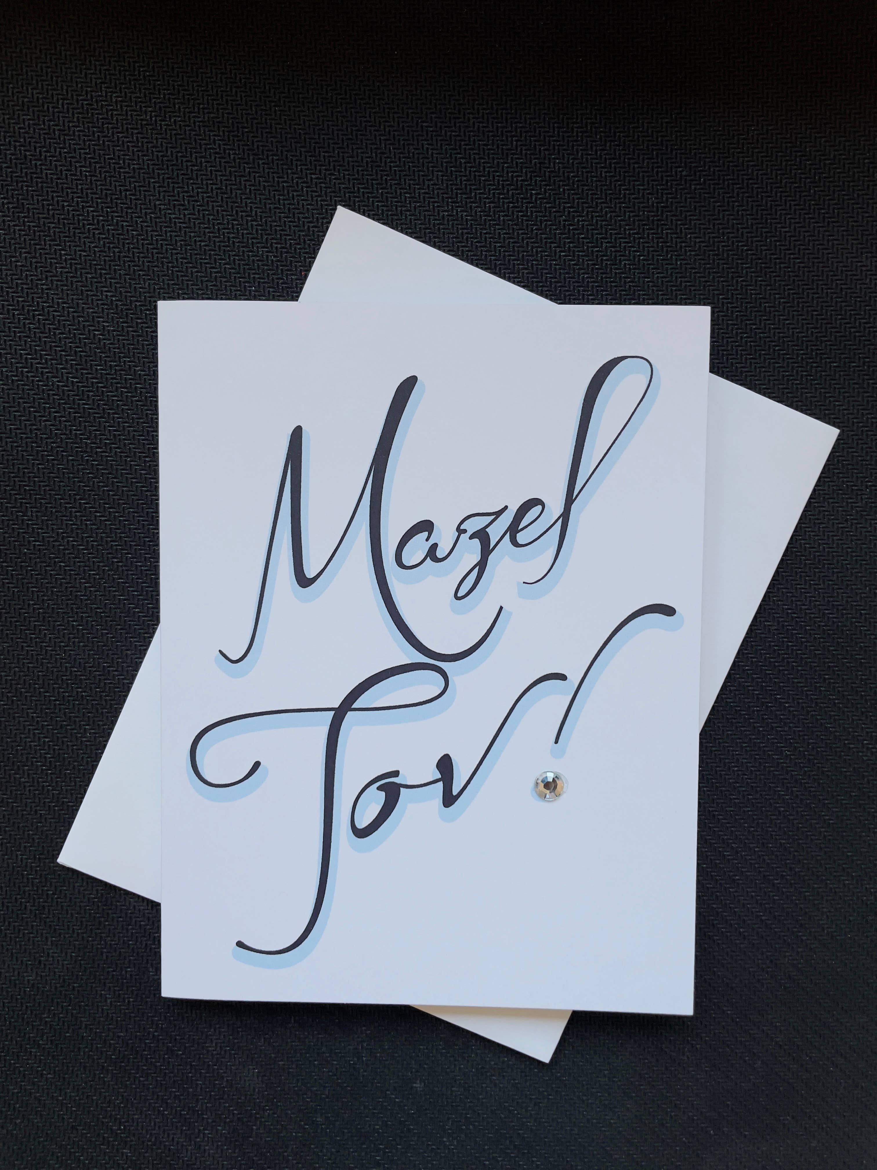 Russell Jeffery Design by Off By Heart Design - Wholesale Congratulations Card - Mazel Tov Black and Blue Font Greeting Card2