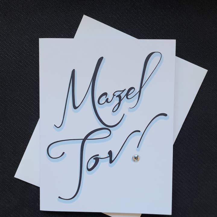 Russell Jeffery Design by Off By Heart Design - Wholesale Congratulations Card - Mazel Tov Black and Blue Font Greeting Card2