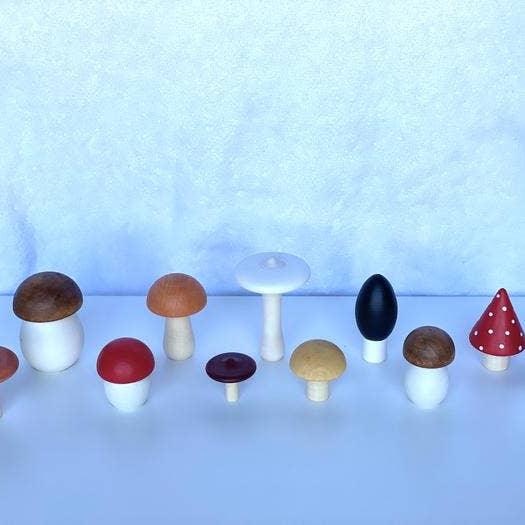 Lot de 11 jouets en bois pour champignons pour la vente par PoppyBabyCo