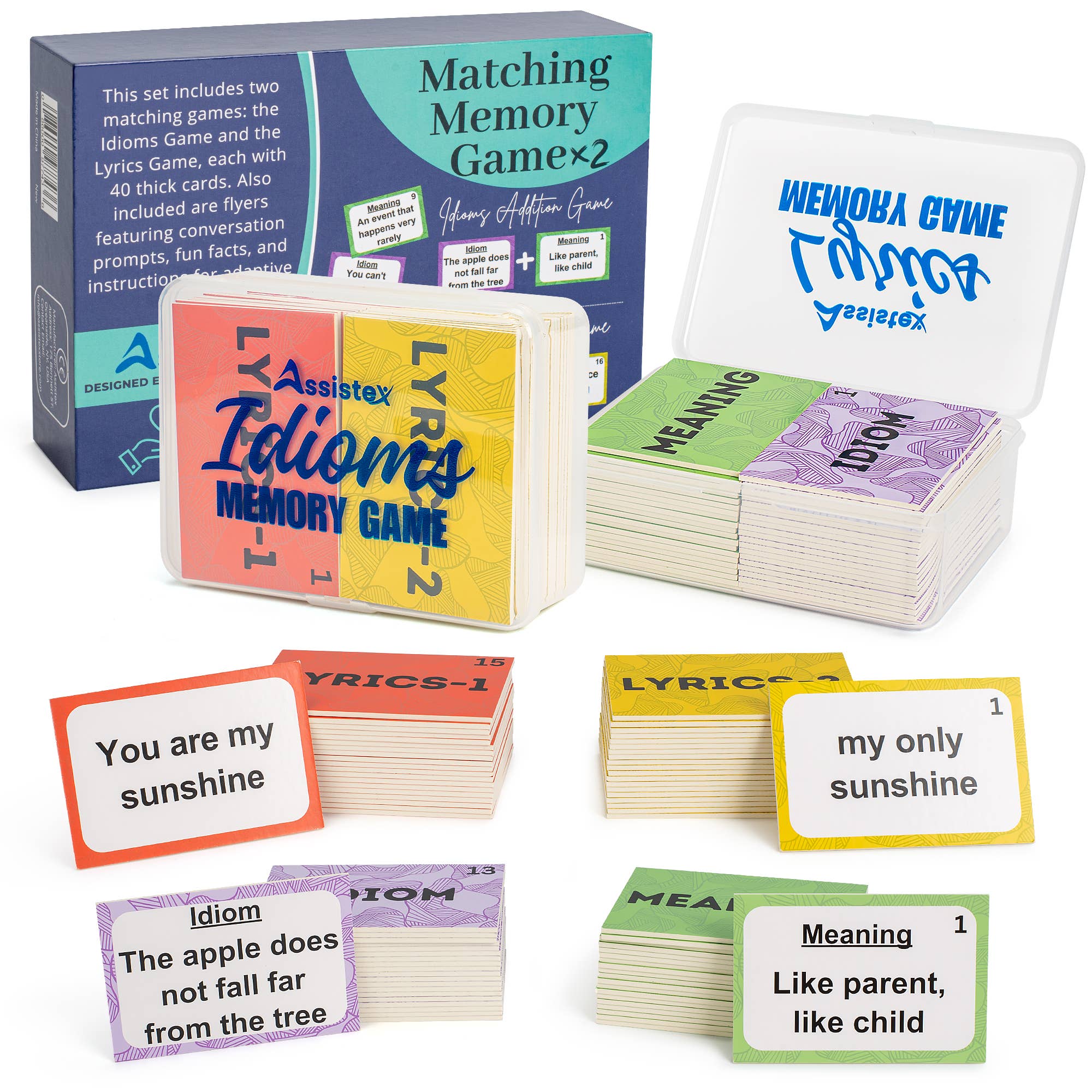 Assistex - Wholesale Card Game - Matching Memory Card Games, 2in1 Lyric and Idiom for Seniors0