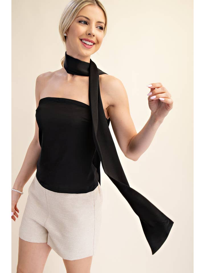 Glam - Wholesale Blouse - Women's - Straight Neckline Scarf Top