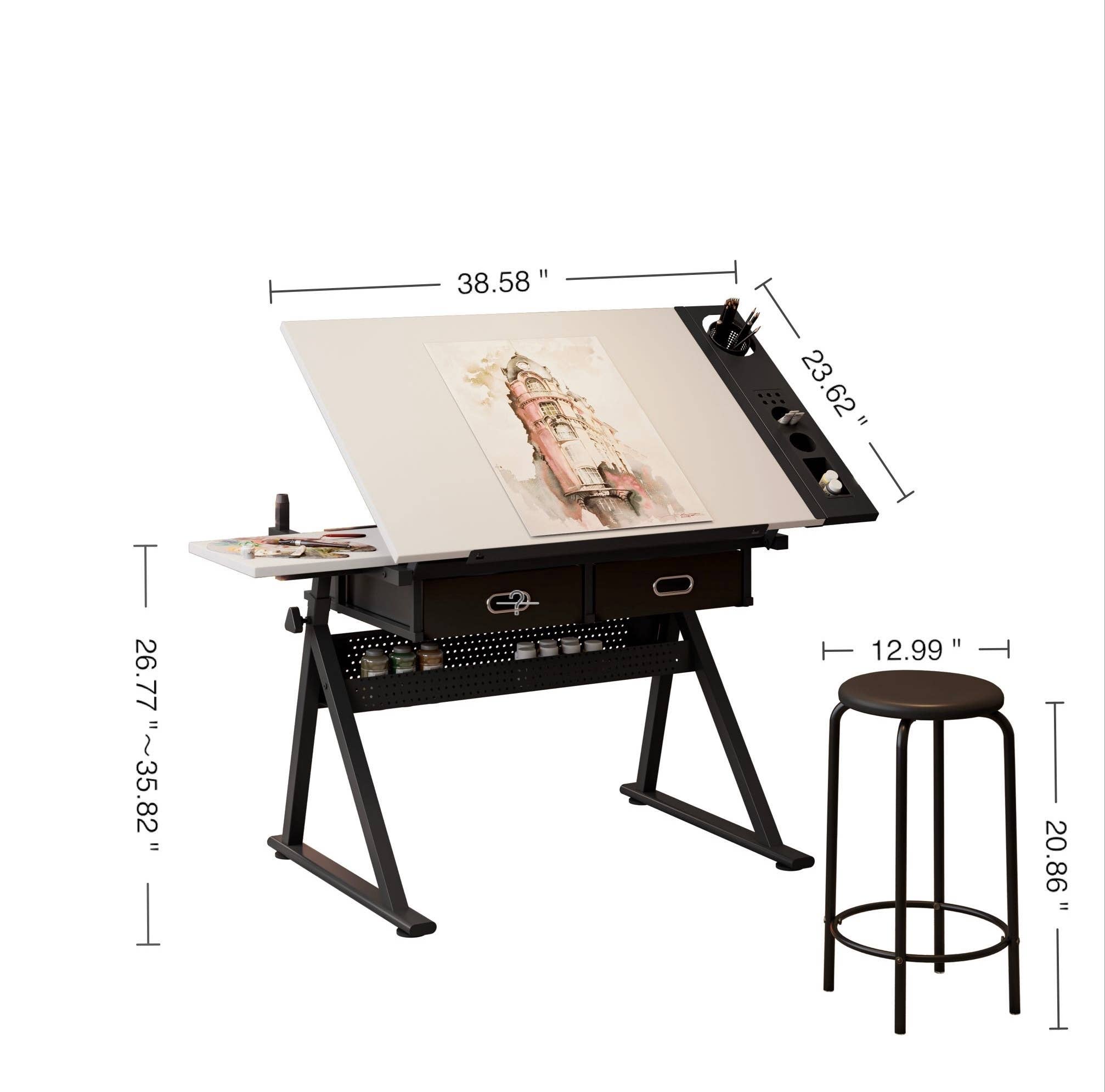 HOMYCASA DESIGN INC - Wholesale Desk Set - Garage Workstation Adjustable Drafting Table with 2 Drawers3