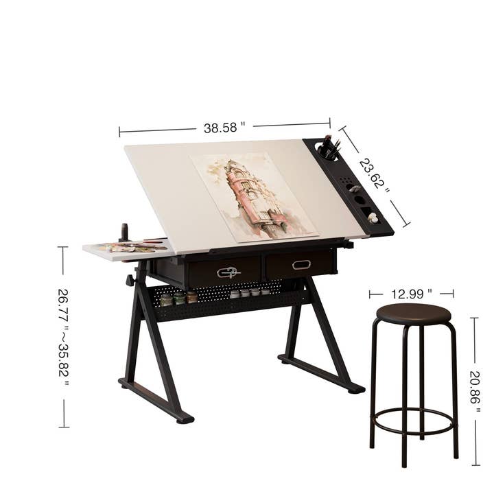 HOMYCASA DESIGN INC - Wholesale Desk Set - Garage Workstation Adjustable Drafting Table with 2 Drawers3