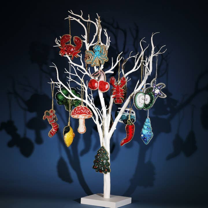 Cream Cornwall - Wholesale Ornament - Beaded Broccoli Hanging Decoration