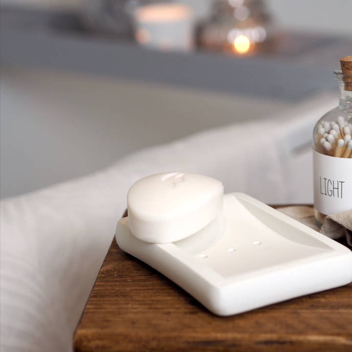 Concrete Soap Dish | Rectangle Soap Dish with Draining Holes for wholesale by Feathered Oak