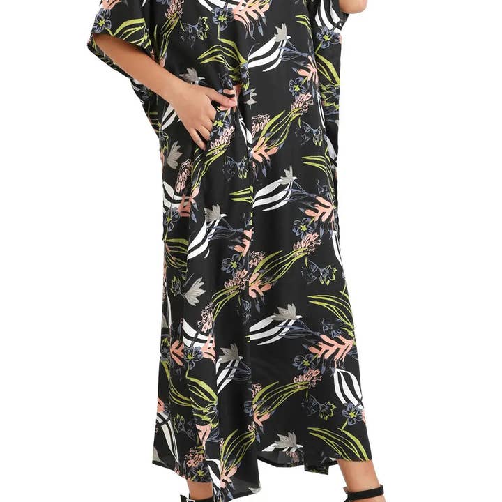 Women Long Kaftans Summer Holiday Dress 5 Colors S-3XL for wholesale by Muqeem & Brothers