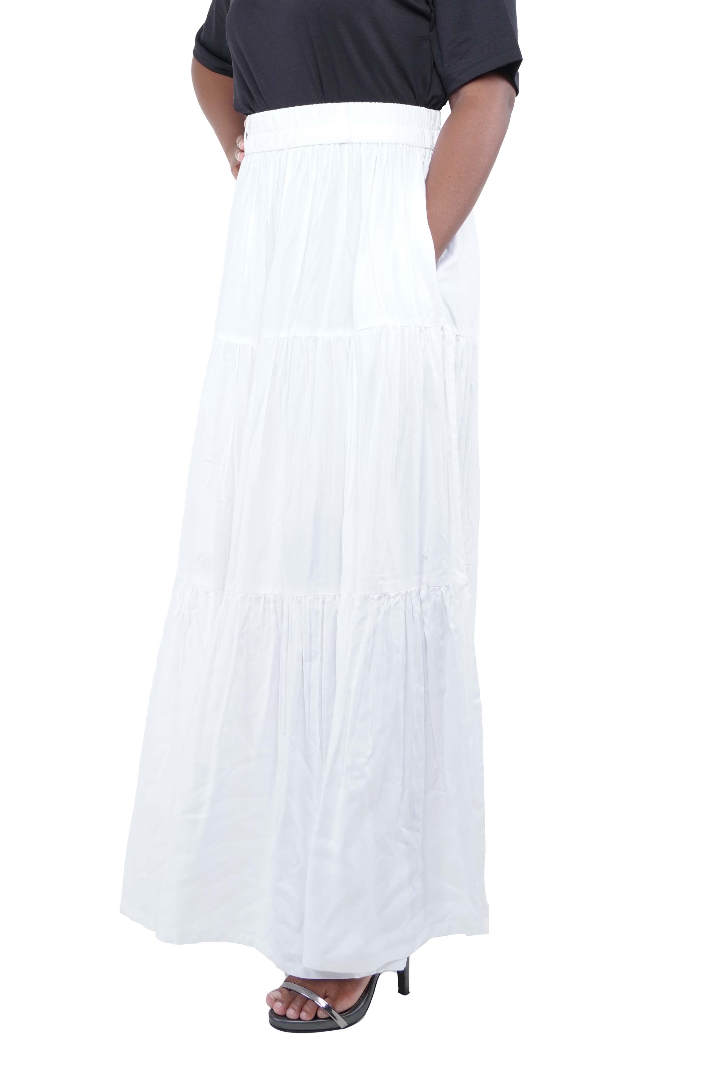 Satsuma Wholesale - Venta al por mayor Falda - Mujer - Falda larga blanca maxi con volantes2
