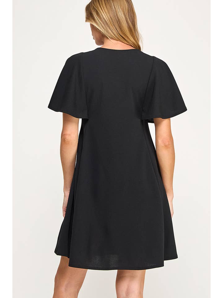 Peace Love Line - Wholesale Dress - Women's - PL8732 - SOLID TECHNO CREPE SWING DRESS2