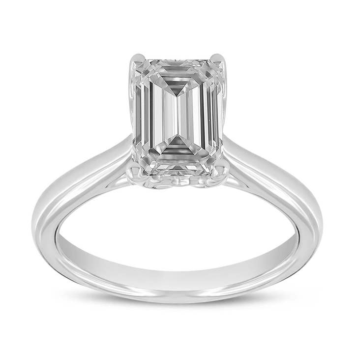 Baroness 14K White Gold Emerald Cut Lab Grown Diamond Engagement Ring - 1.52 ctw for wholesale by LuvMyJewelry (LMJ)