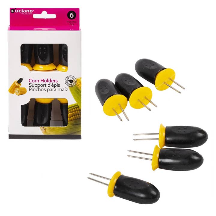 Luciano Gourmet - Wholesale Corn Holders/Tools - Luciano 6-Piece BPA-Free Corn Holders with Grip Handles