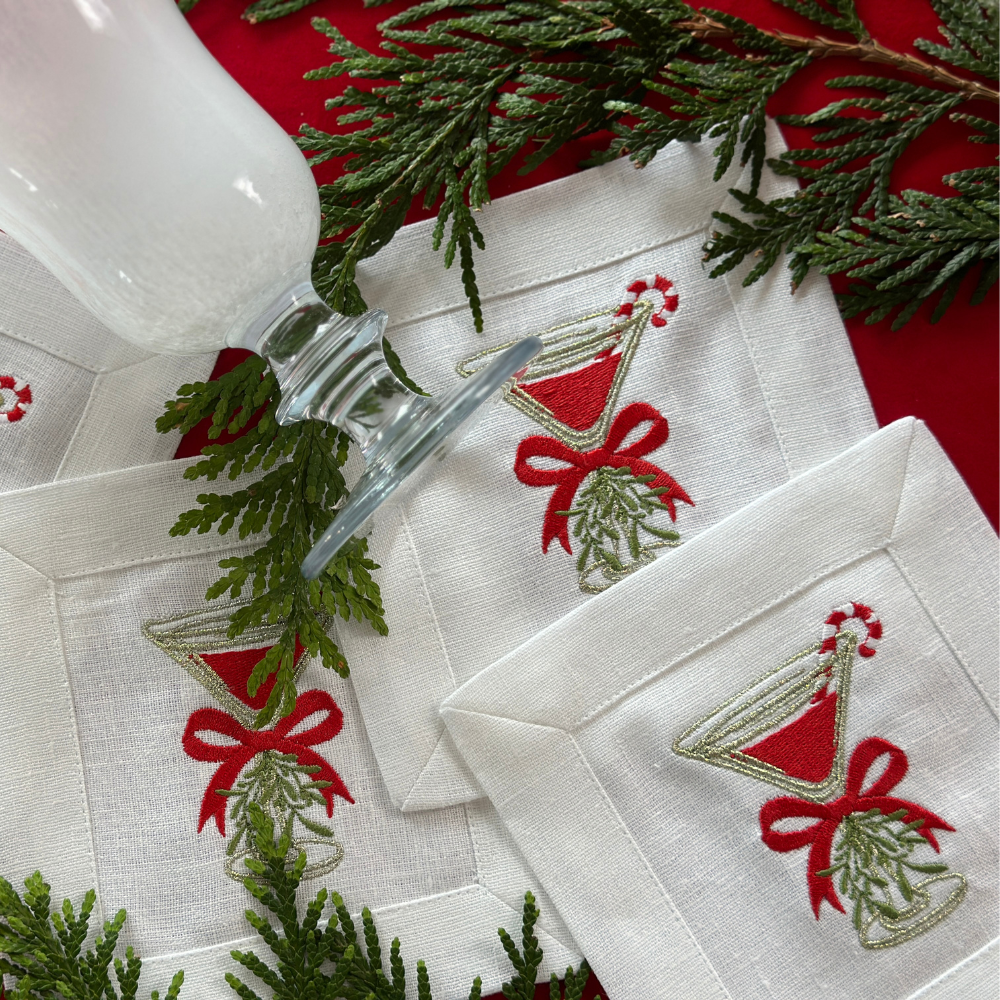 Arte Italica & Crown Linen Designs - Wholesale Dinner & Cloth Napkin - Christmas Cosmo Cocktail Napkins3