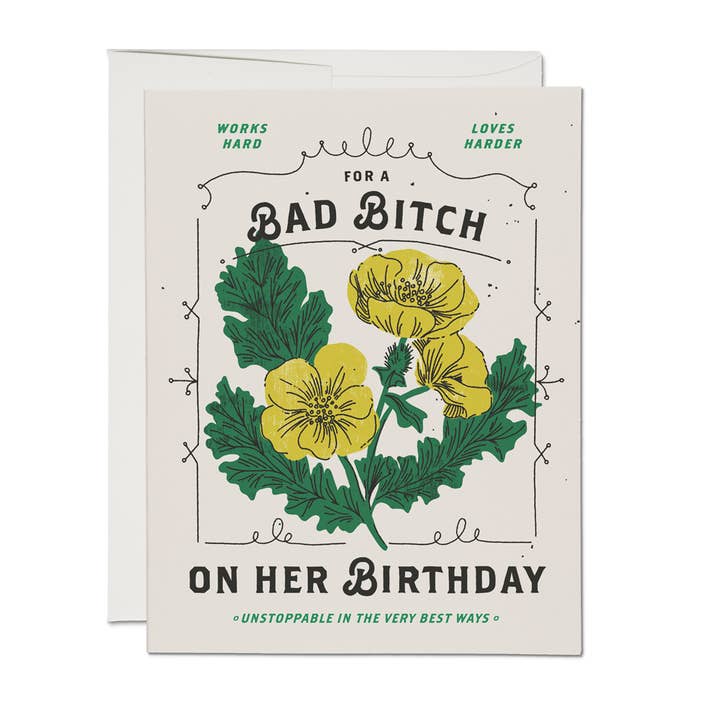 Red Cap Cards - Wholesale Birthday Card - Bad Bitch birthday greeting card