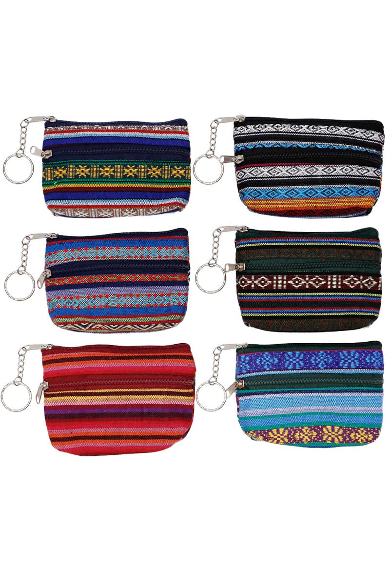 Cap Zone – wholesale Coin purse – Women’s – Navajo Baja Tribal Double Zipper Coin Pouch Bag