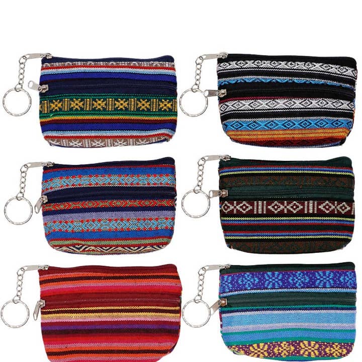 Cap Zone – wholesale Coin purse – Women’s – Navajo Baja Tribal Double Zipper Coin Pouch Bag0