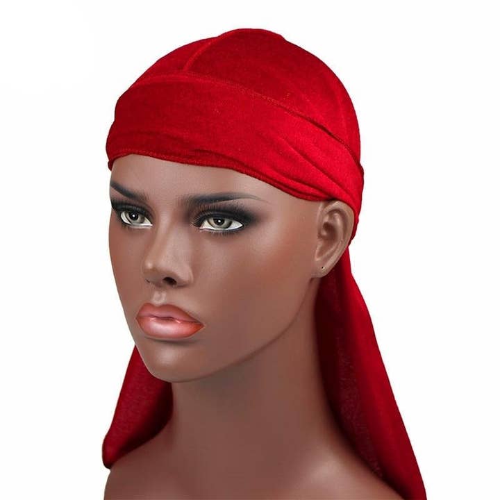 Bright Red Velvet Durag for wholesale by Taelor Boutique