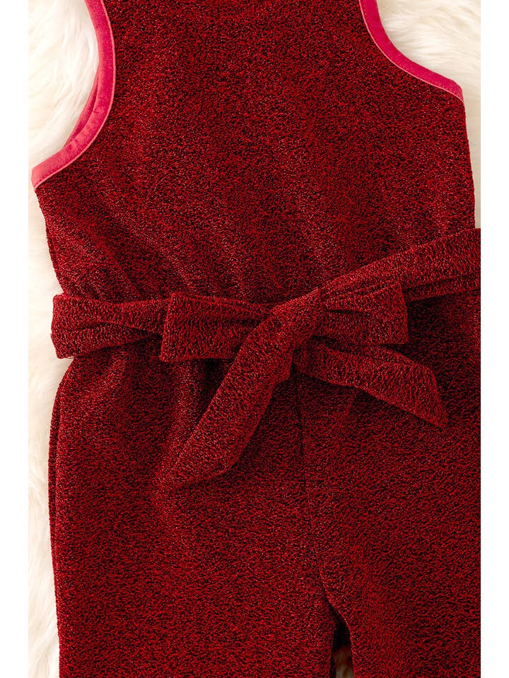 Kids Charm Online - Vente Combishort – enfant - Combinaison rouge scintillante avec fermeture éclair au dos. PNG50032 AMY1