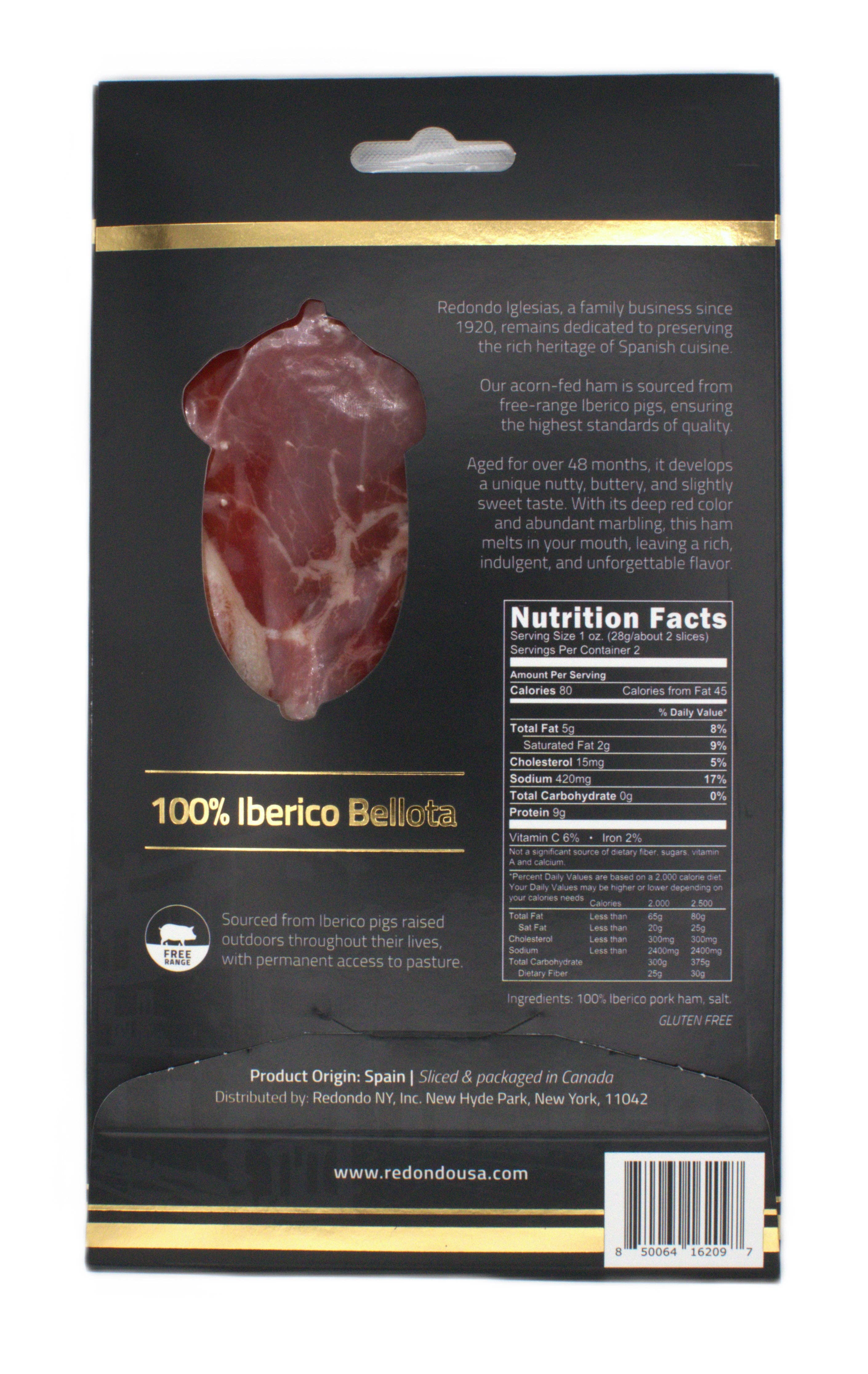 Redondo Iglesias - Wholesale Ham - 100% Iberico Ham Acorn-Fed  48 months aged  - Sliced 2oz2