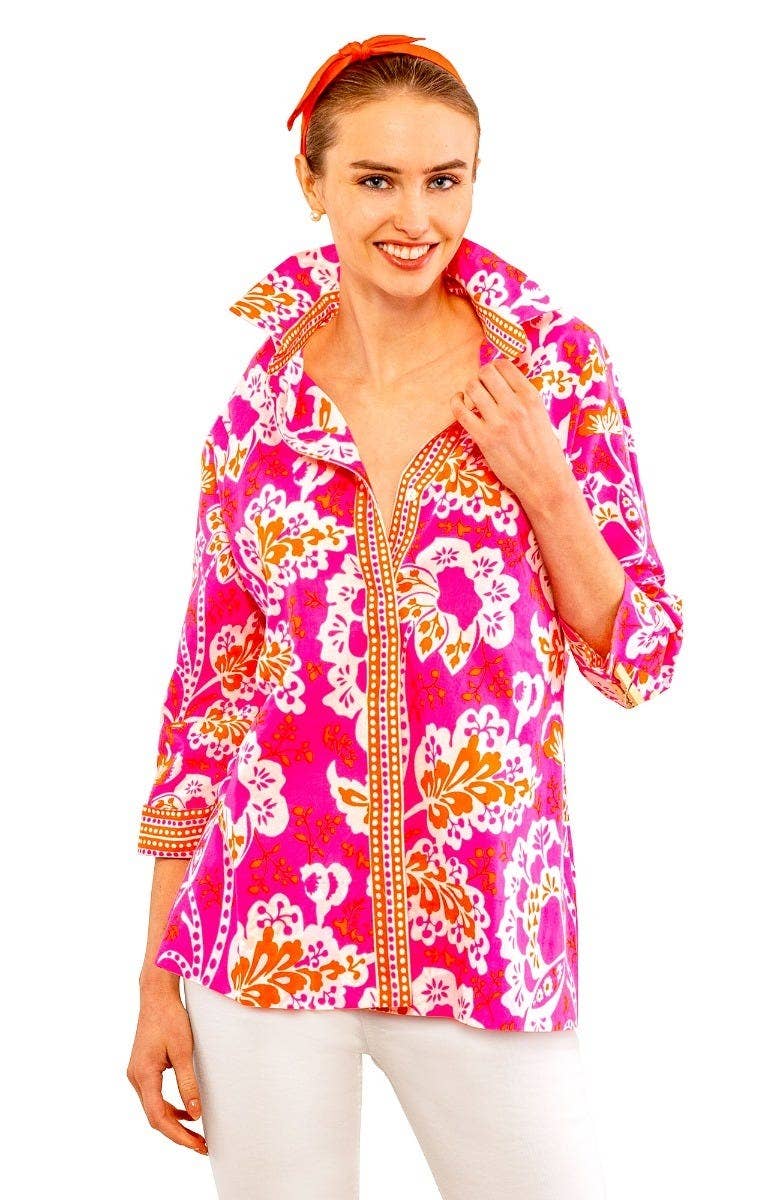 Gretchen Scott LLC - Wholesale Button Down Shirt - Women's - Comfy Cozy Shirt - Flora10