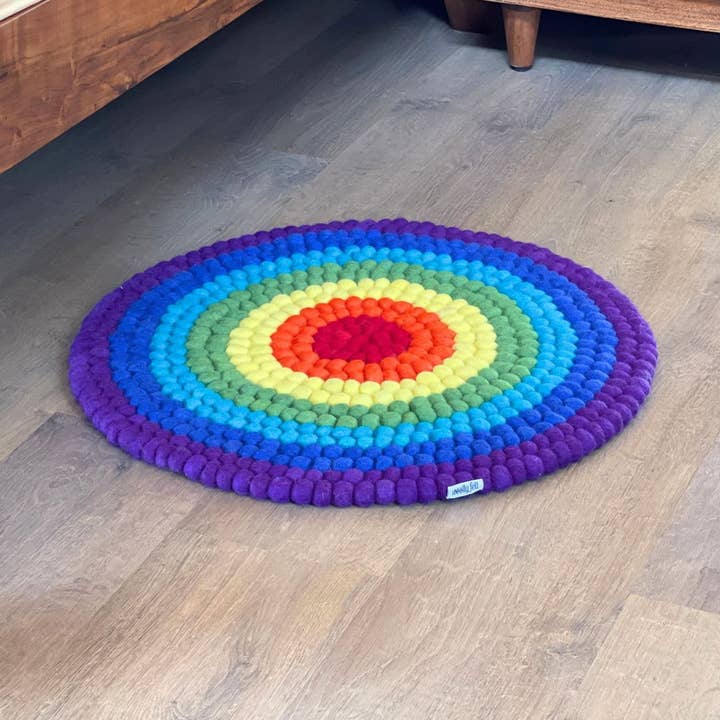 Seven Chakra Handmade Felt Rug - Authentic Fair Trade Decor for wholesale by Woollyfelt