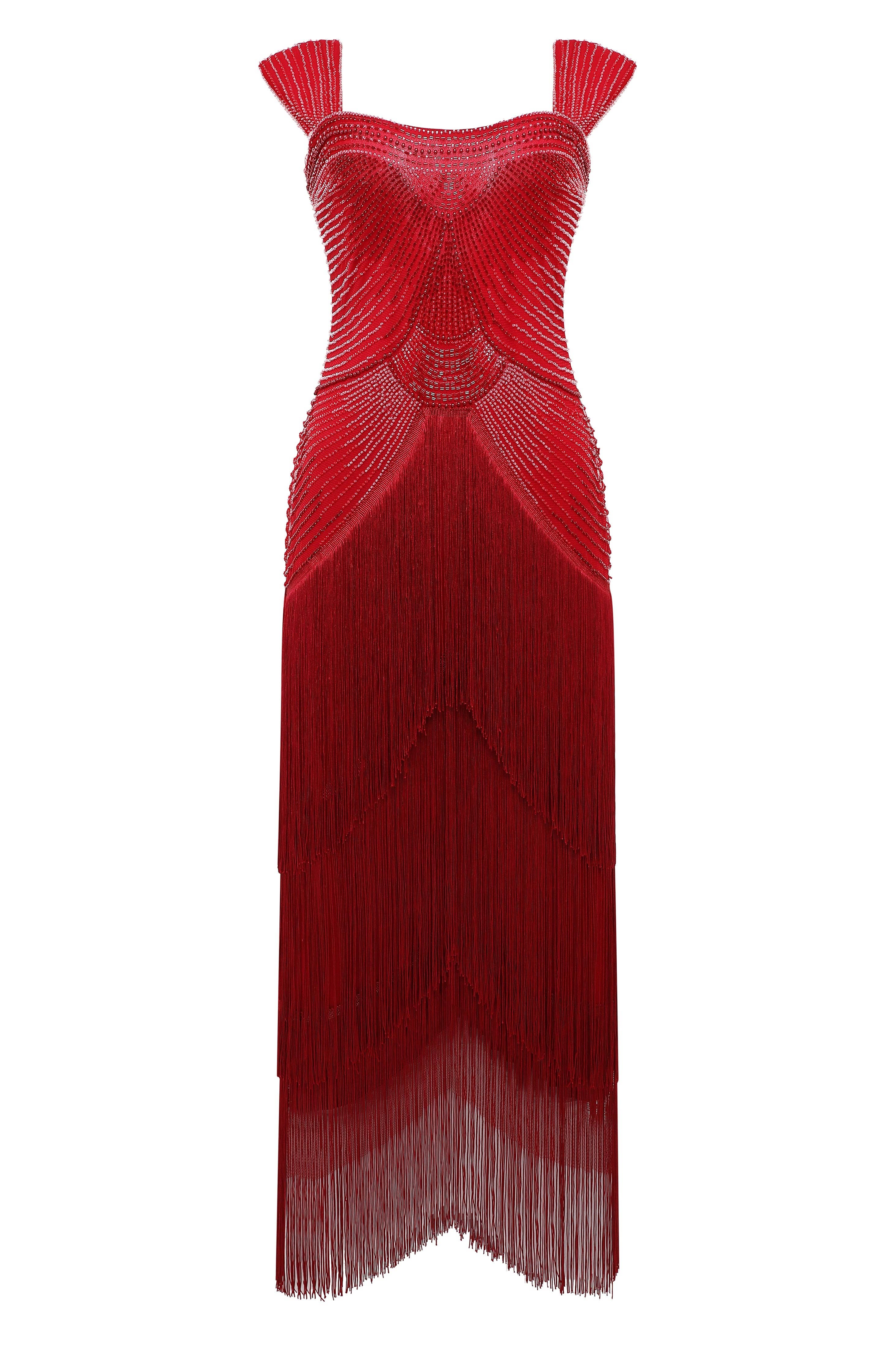 BABEYOND - Wholesale Gown - Women's - Graceful Gradient Bead Fringe Evening Gown17