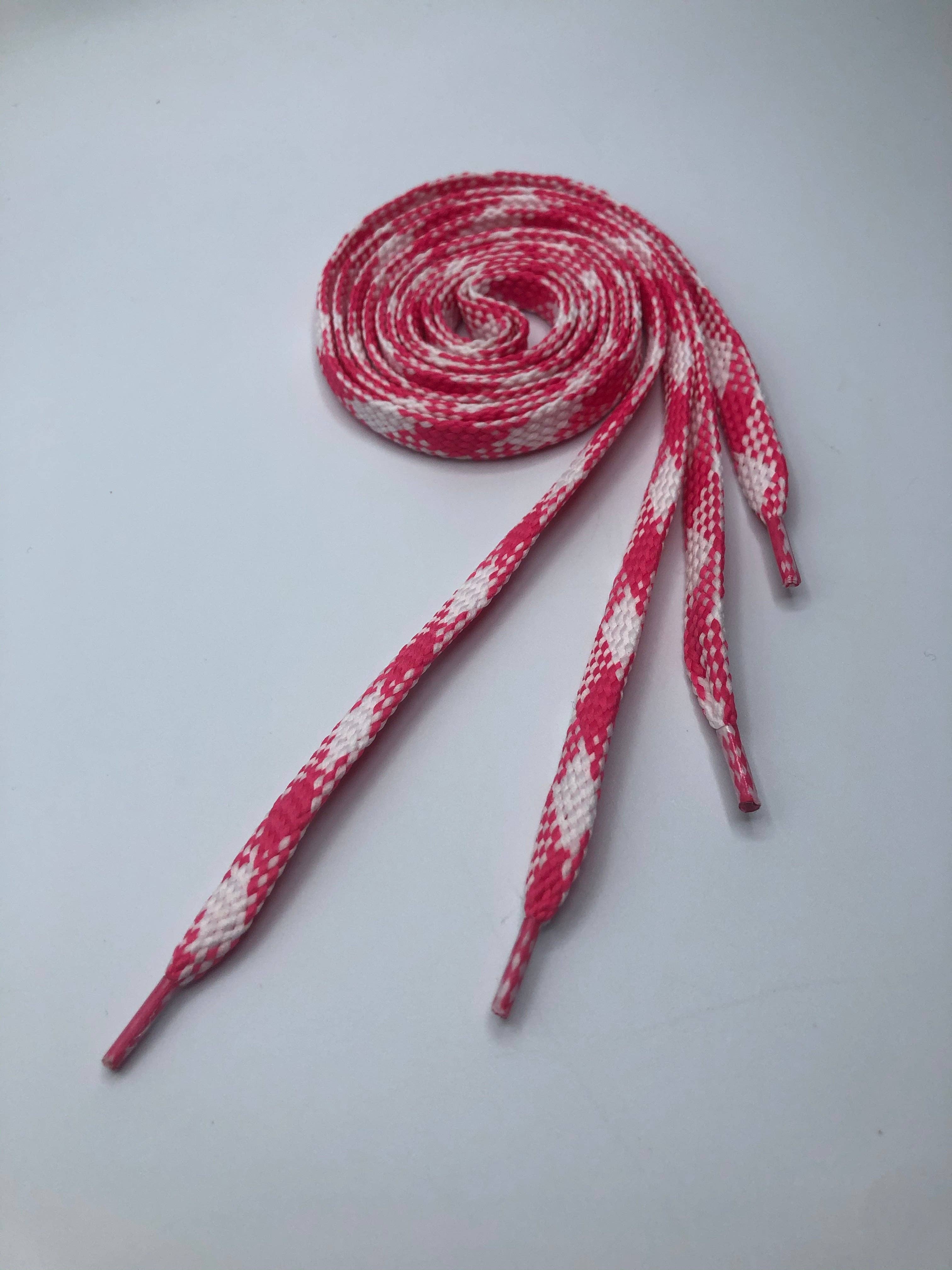 The Shoelace Factory - Vente Lacet – unisexe - Lacets à carreaux rose fluo et blanc