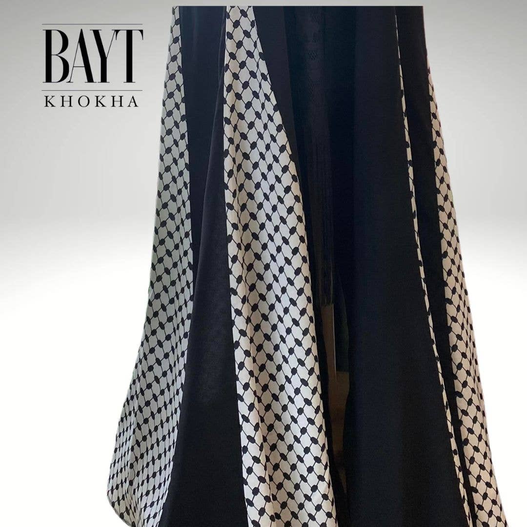 Bayt Khokha - Wholesale Dress - Women's - Keffiyeh Bisht Black - Fishnet Pattern1