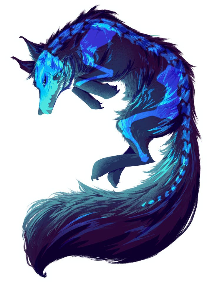 Autocollant en vinyle brillant Skelly Wolf pour la vente par Lil Biscuits Design