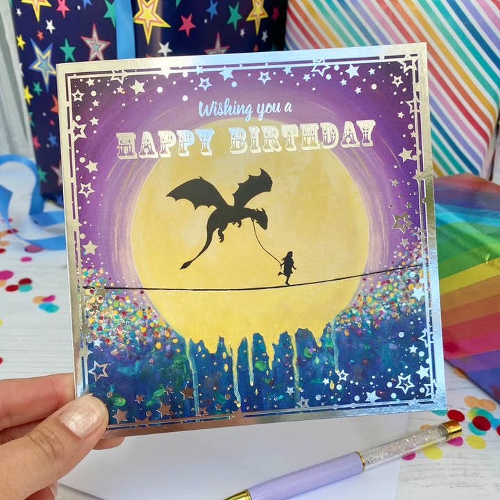 Dragon fødselsdagskort for engroshandel hos Dream Capture Artwork