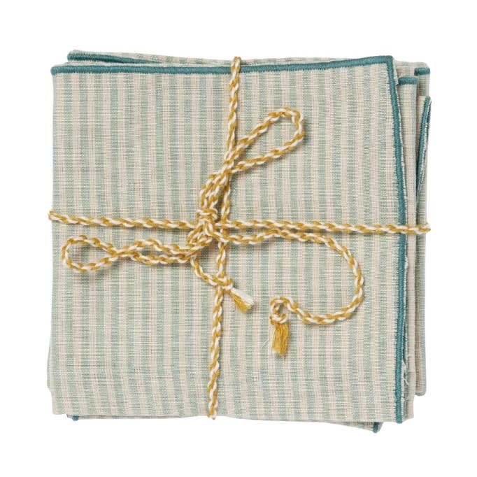 Set of 2 Napkins - Blue Green Stripes for wholesale by Bonheur du Jour