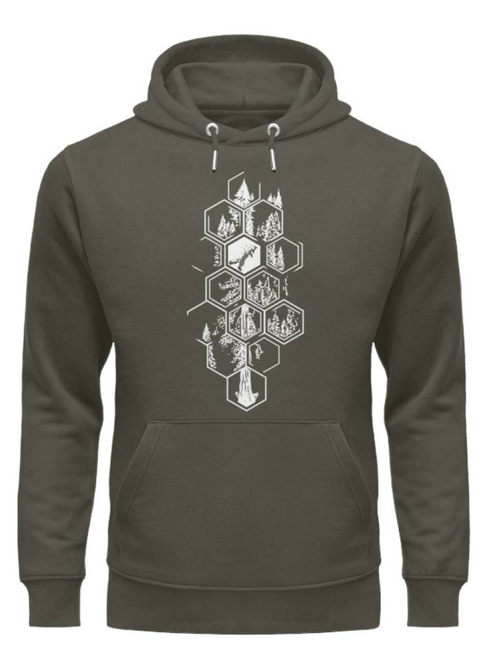 Felpa organica unisex Hexagon Forest per la vendita all'ingrosso da parte di Uwaldu