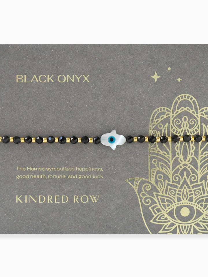 Hamsa Gemstone Bracelet, Black Onyx for wholesale by Kindred Row