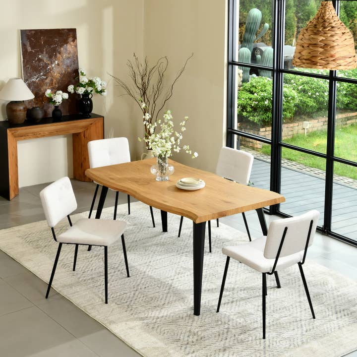 39F Inc. - Vente Tables d'appoint - Table à manger Live Edge en bois rustique naturel de 63 po pour 6 personnes4